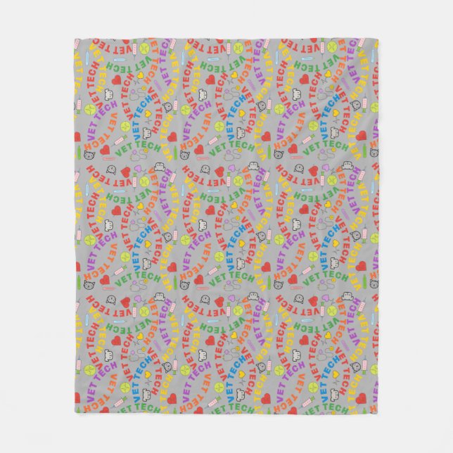 Vet Tech Colorful Lettering  Fleece Blanket (Front)