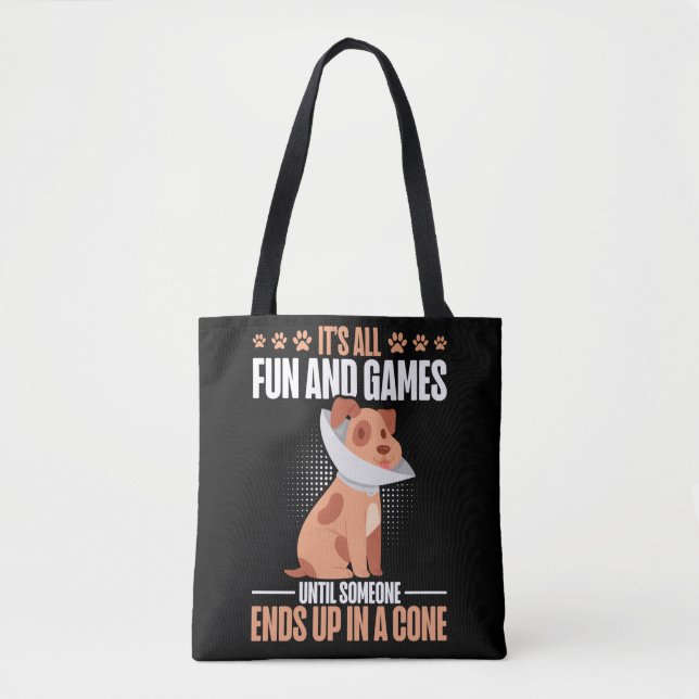 Vet Tech Dog Cone Humor Veterinarian Tote Bag (Front)
