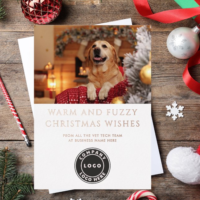 Vet Tech Dog Photo Business Logo Foil Holiday Card (Vet Tech Dog Photo Business Logo Foil Holiday Card)