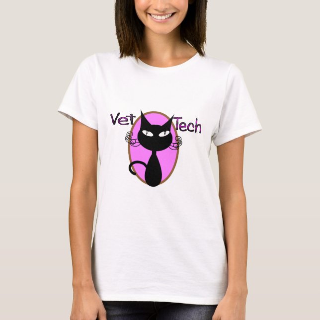 Vet Tech Gifts  "Adorable Cat Design" T-Shirt (Front)