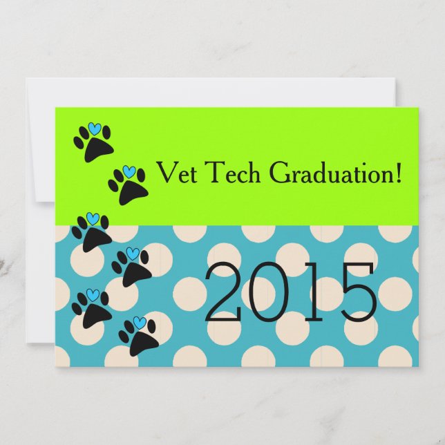 Vet Tech Graduation Invitations Lime and Blue 8 (Front)