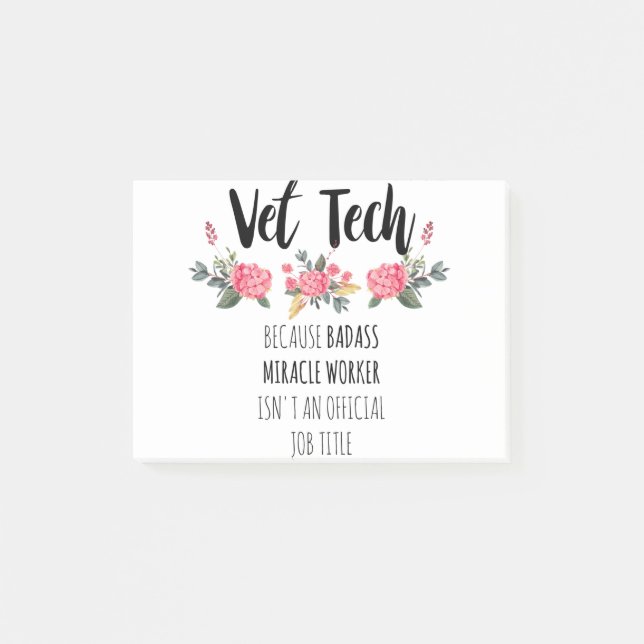 Vet Tech Gratitude Appreciation Thank You Gift Post-it Notes (Front)