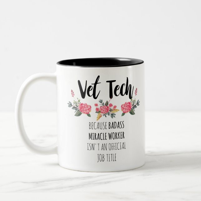 Vet Tech Gratitude Appreciation Thank You Gift Two-Tone Coffee Mug (Left)