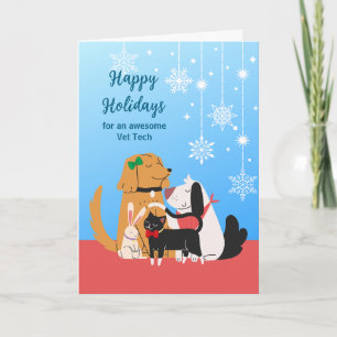 Vet Tech Happy Holidays with Pets Card