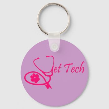 Vet Tech Keychain Pink by Vettechstuff at Zazzle