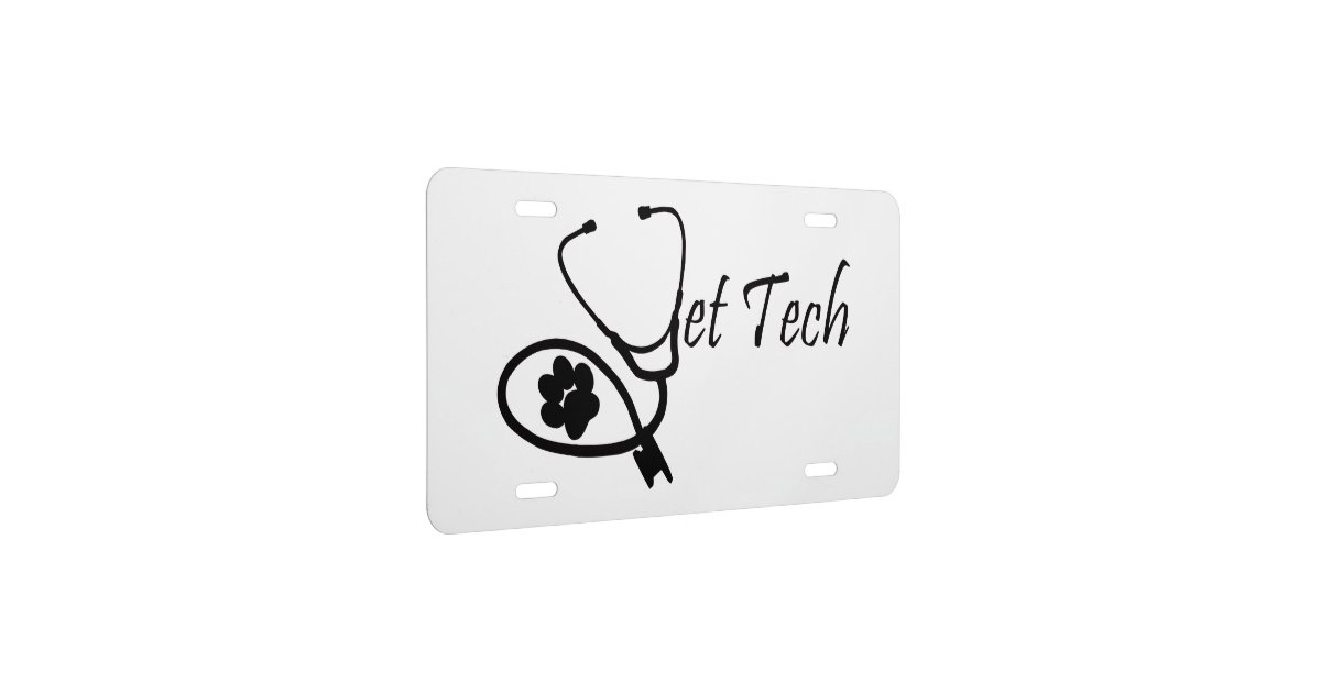 vet tech license plate Zazzle