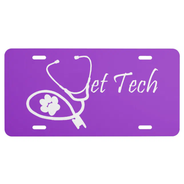 vet tech license plate Zazzle