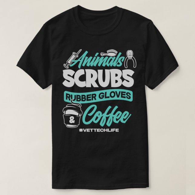 Vet Tech Life Coffee Funny Veterinary Technician  T-Shirt (Design Front)