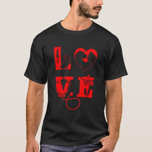 Vet Tech Love Animal Veterinarian Technician T_Shirt