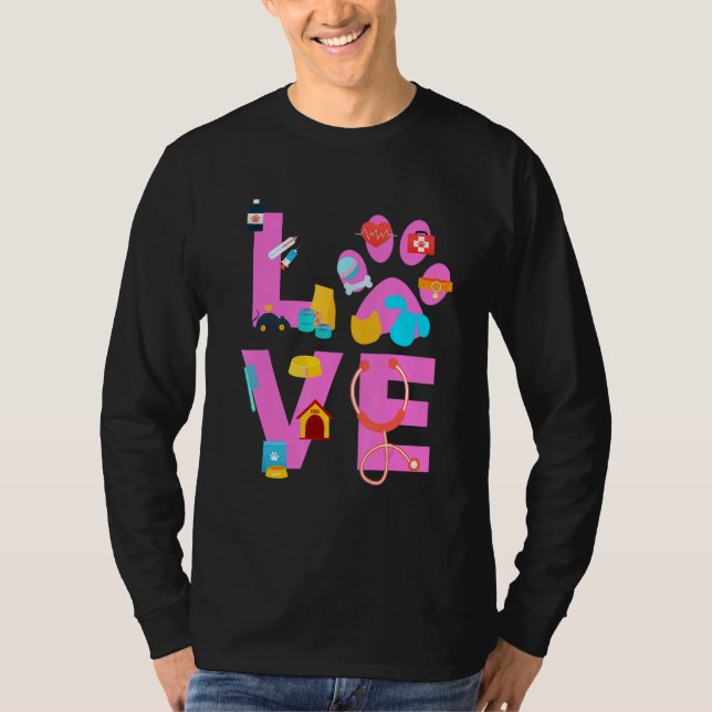 Vet Tech Love  Veterinary Technician 3 T-Shirt (Front)