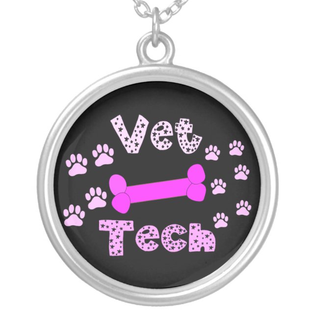 Vet Tech Necklace Sterling Silver Pendant (Front)
