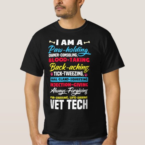 Vet Tech Paw Holding Funny Veterinary Technician T_Shirt