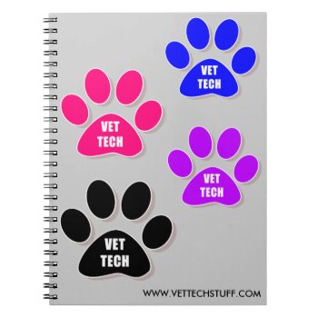 Vet Tech Paw Notebook by Vettechstuff at Zazzle