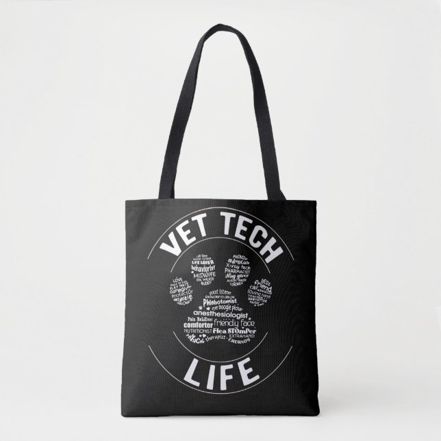Vet Tech Paw Veterinarian Veterinary Technician Tote Bag (Front)