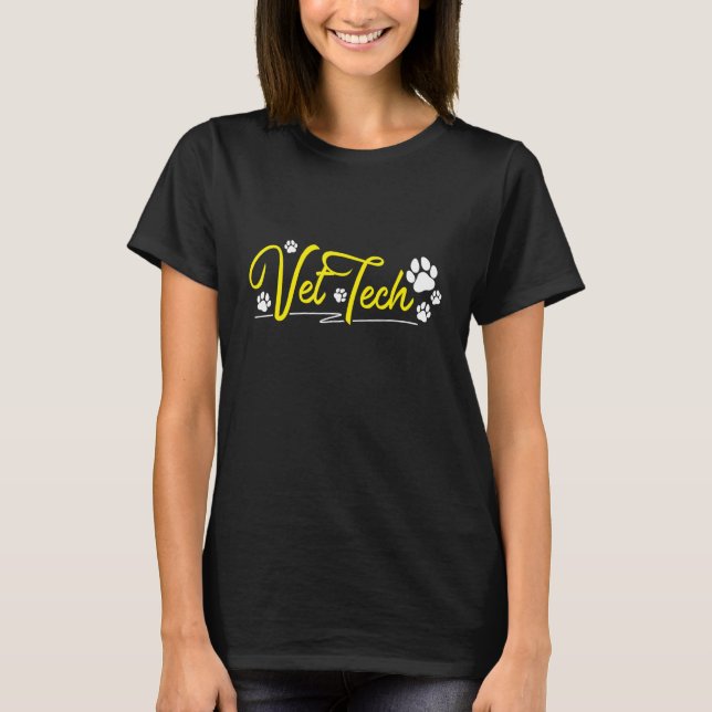 Vet Tech Pawprint  Veterinary Technician 1 T-Shirt (Front)