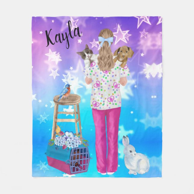 Vet Tech Personalized Cat, Dog, Bird, Bunny Fleece (Front)