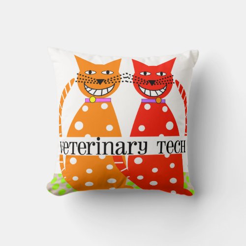 Vet Tech Pillow Whimsical Cats Design