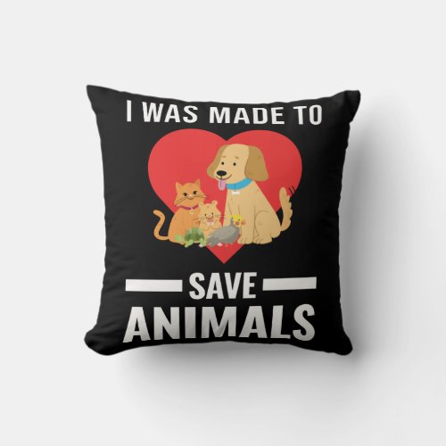 Vet Tech Rescue Animals Love Veterinarian Throw Pillow