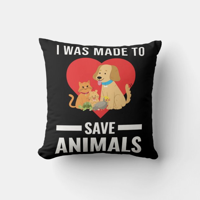 Vet Tech Rescue Animals Love Veterinarian Throw Pillow (Front)