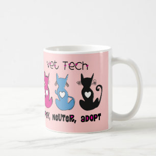 Vet Tech SPAY NEUTER ADOPT Black Cats Design Coffee Mug