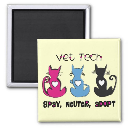 Vet Tech SPAY NEUTER ADOPT Black Cats Design Magnet