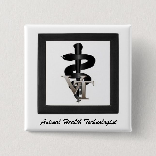 Vet-tech-symbol, Animal Health Technologist Pinback Button (Front)
