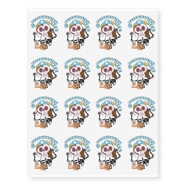 Vet Tech Veterinarian Funny Life Temporary Tattoos (Front)