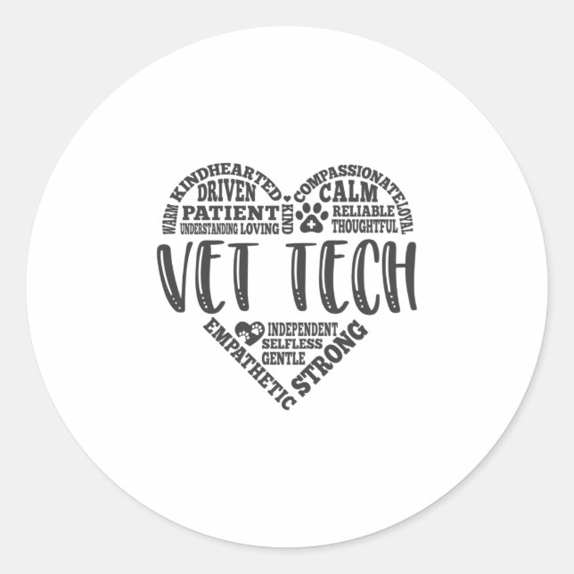 Vet tech, veterinarian tech, vet technician classic round sticker (Front)