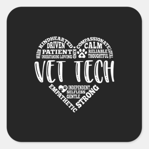 Vet tech veterinarian tech vet technician square sticker