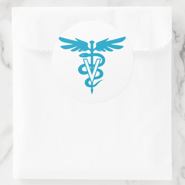 Vet Tech - Veterinary Symbol Classic Round Sticker | Zazzle