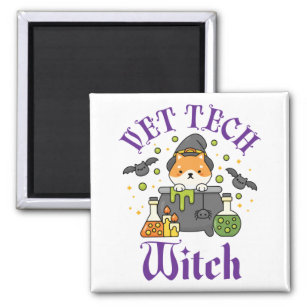 Vet Tech Witch Veterinary Technician Halloween Magnet