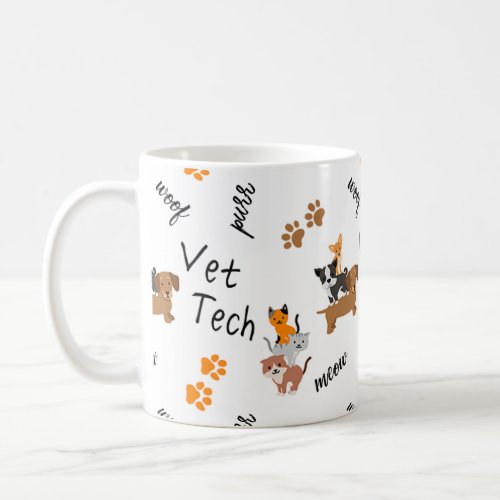 Vet Tech  with cats and dogs coffee cup