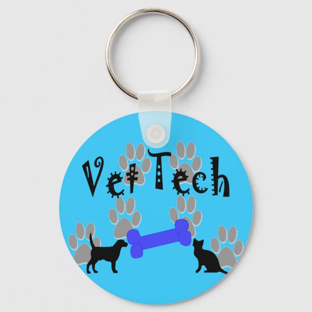 Vet TECH With Dog Bone Keychain (Front)