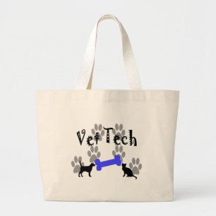 Vet TECH With Dog Bone Large Tote Bag