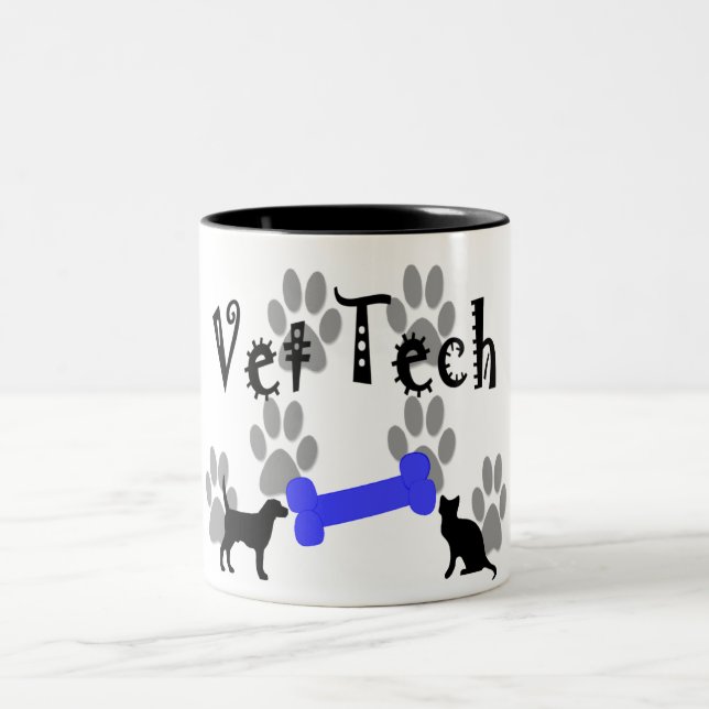 Vet TECH With Dog Bone Two-Tone Coffee Mug (Center)