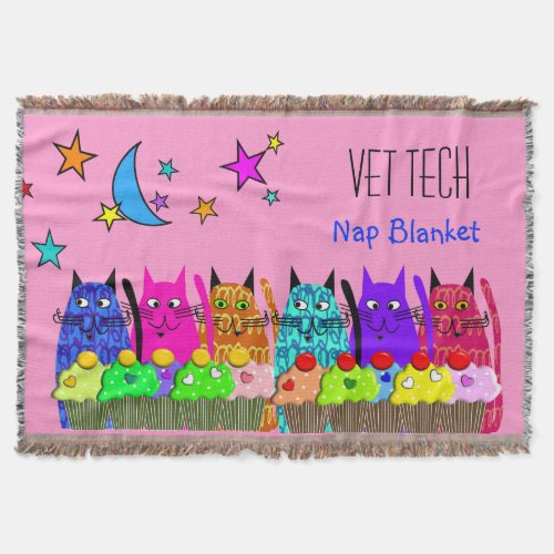 Vet Tech Woven Blanket Cats Cupcakes
