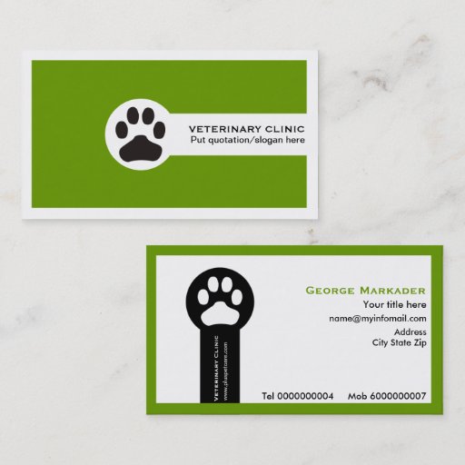 Customizable Vet/Veterinary Clinic minimalist business cards