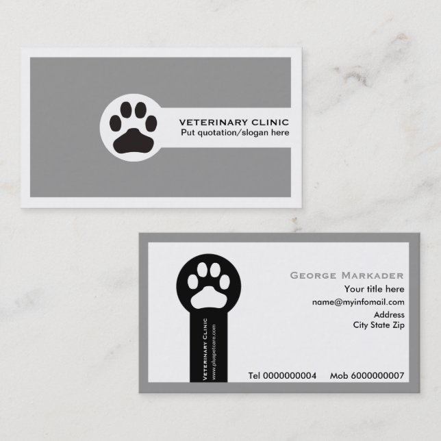 Vet/Veterinary Clinic minimalist business cards (Front/Back)