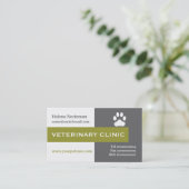 Vet/Veterinary Clinic paw olive green eye-catching Business Card (Standing Front)