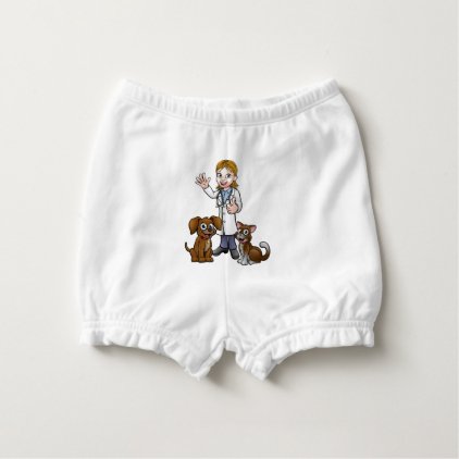 Vet with Pet Cat and Dog Cartoon Characters Diaper Cover