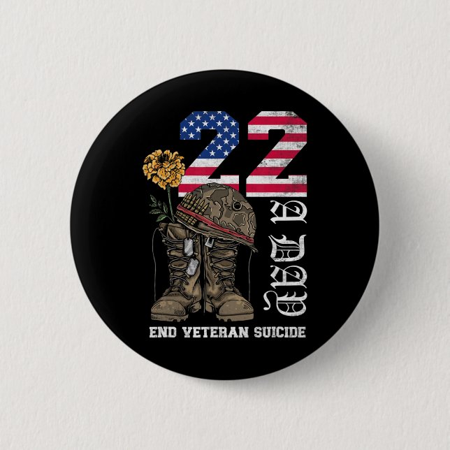 Veteran 22 A Day Take Their Lives End Veteran Suic Button (Front)