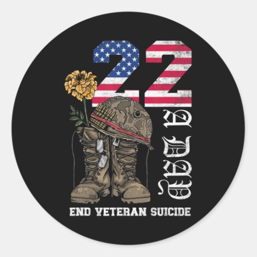 Veteran 22 A Day Take Their Lives End Veteran Suic Classic Round Sticker