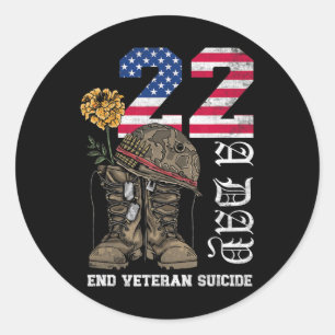 Veteran 22 A Day Take Their Lives End Veteran Suic Classic Round Sticker