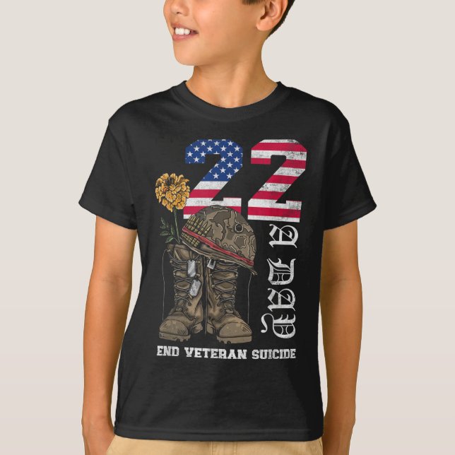 Veteran 22 A Day Take Their Lives End Veteran Suic T-Shirt (Front)