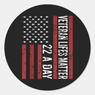 Veteran 22 Day Suicide Awareness Ptsd Veteran Live Classic Round Sticker