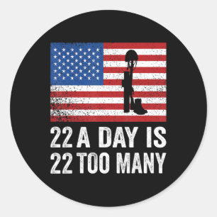 Veteran 22 Day Suicide Awareness PTSD Veteran Live Classic Round Sticker