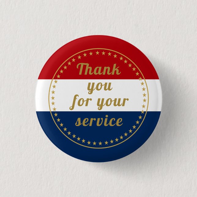 Veteran Active Duty Military Police Fire Thank You Button (Front)