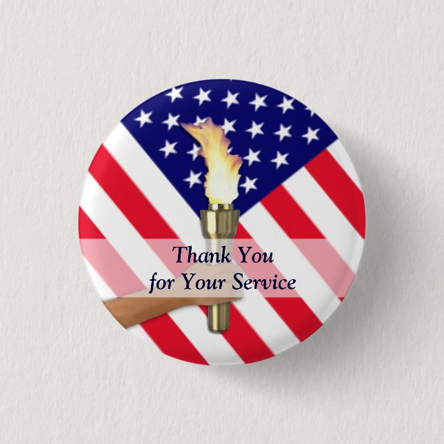 Veteran and Active Duty Military Thank You Button (Front)