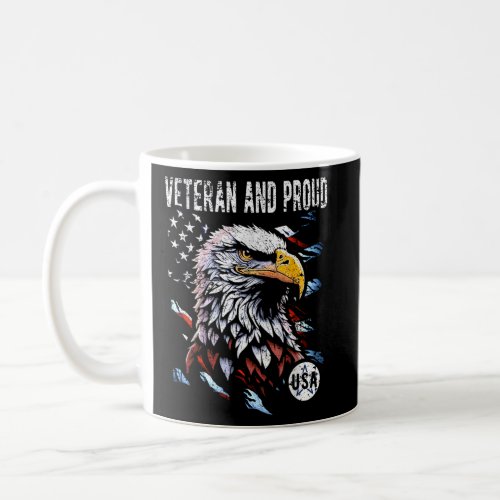 Veteran And Proud Patriotic Eagle USA Flag T_Shirt Coffee Mug