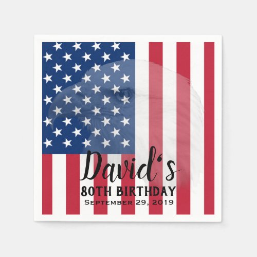 Veteran Bald Eagle & American Flag 80th Birthday